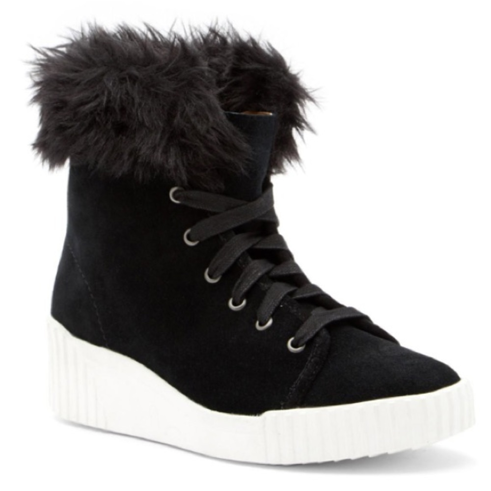 Faux fur Bettye black suede wedge boot sneaker